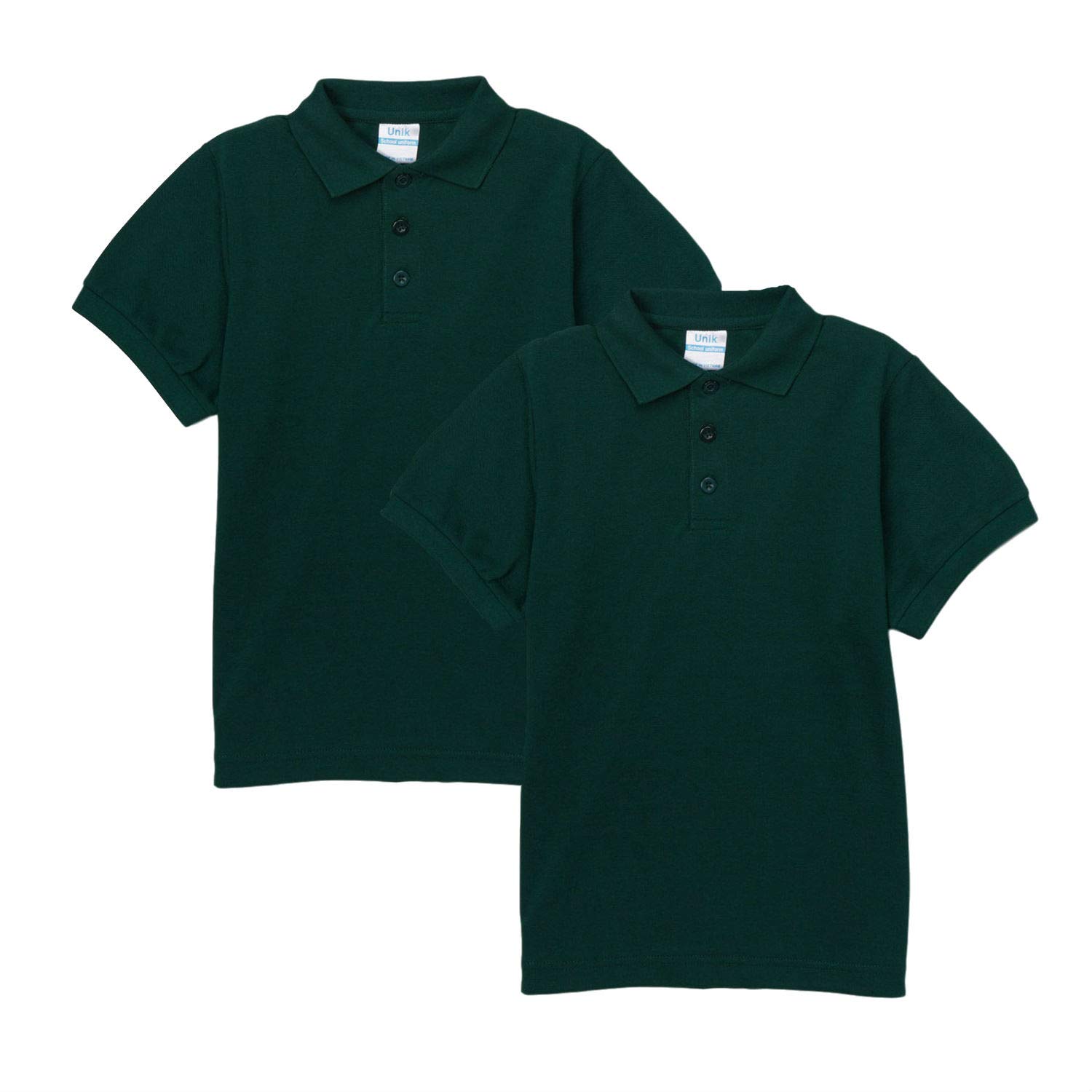 unik Boy's Premium Quality Pique Polo Uniform Shirt Short Sleeve White Sky Blue Navy Hunter Green Burgundy Black Red