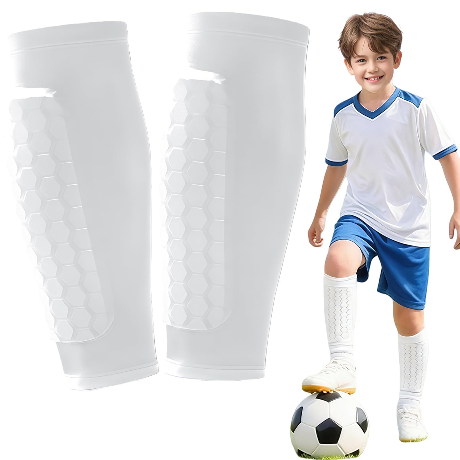 AYNKH Football Shin Pads Boys, Lightweight Breathable Shin Guard Sleeves with Collision Avoidance, Calf Protection for Boys and Girls Sports Training