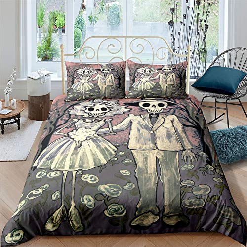 RITIOA Housse de Couette 200x200,Housse de Couette Motif Squelette,Parure de Lit en Microfibre,Sets de Housses de couettes pour Adolescents et Enfants,Taie d'oreiller 65x65(#5) Cover