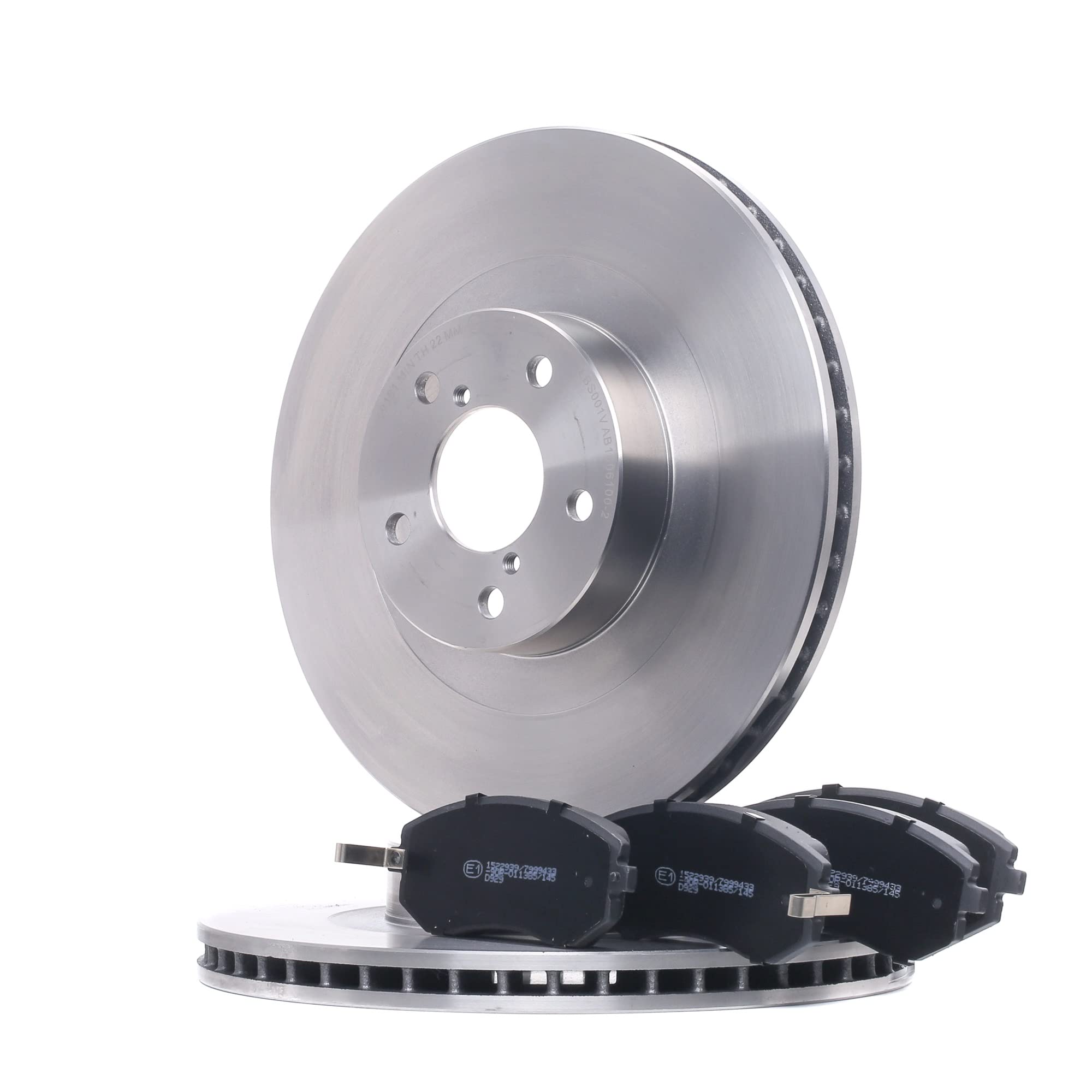 RIDEX 3405B0870 Juego para eje Kit de discos de freno y pastillas Delantero sin tornillos Compatible con SUBARU FORESTER SG
