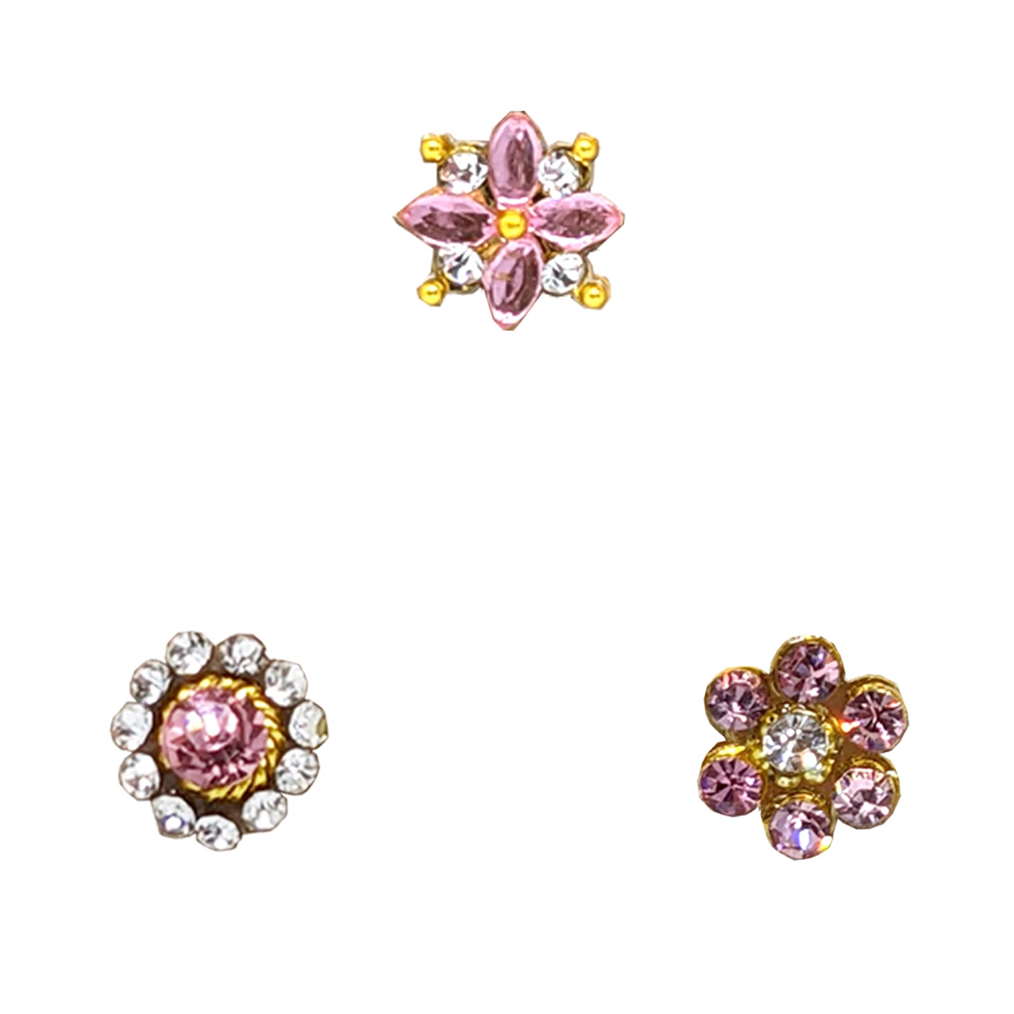 comet busters Beautiful Handcrafted Pink Stone Nose Studs Stick Ons Self Adhesive Fake Nose Studs (NS029)-picture-28