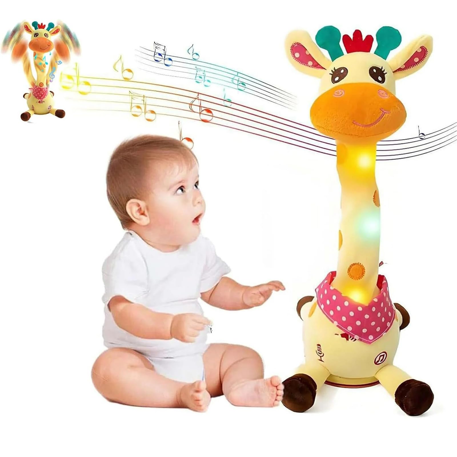 Peluche Girafe Musicale Et Dansante - 32 Cm, Répète Les Phrases, USB Rechargeable - Jouet Interactif Pour Bébé 18 Mois+ - 11