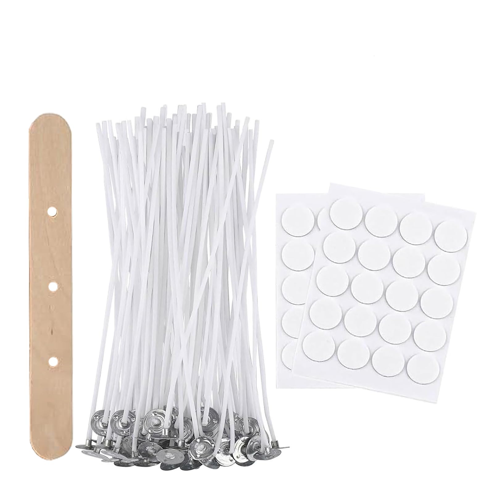 Auroh White 40 Pcs Candle Wicks For Making Candles – 8 Cm Long Pre-Waxed Wicks With Self Centering Holder For Diy Candles - Longer Burning Time With Low Smoke Candle Making Kit