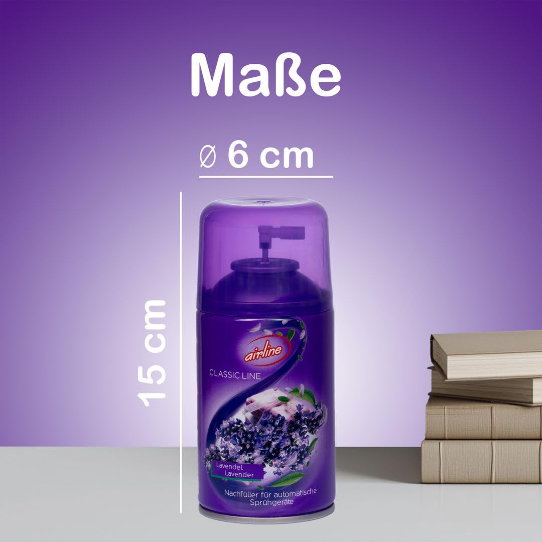 Laro Premium Airline Lavendel Raumduftspray Vorteilspaket 6/12/24/48/96 St Nachfüller für automatische Duftspender 250ml, Anzahl:96, Duft:Lavendel