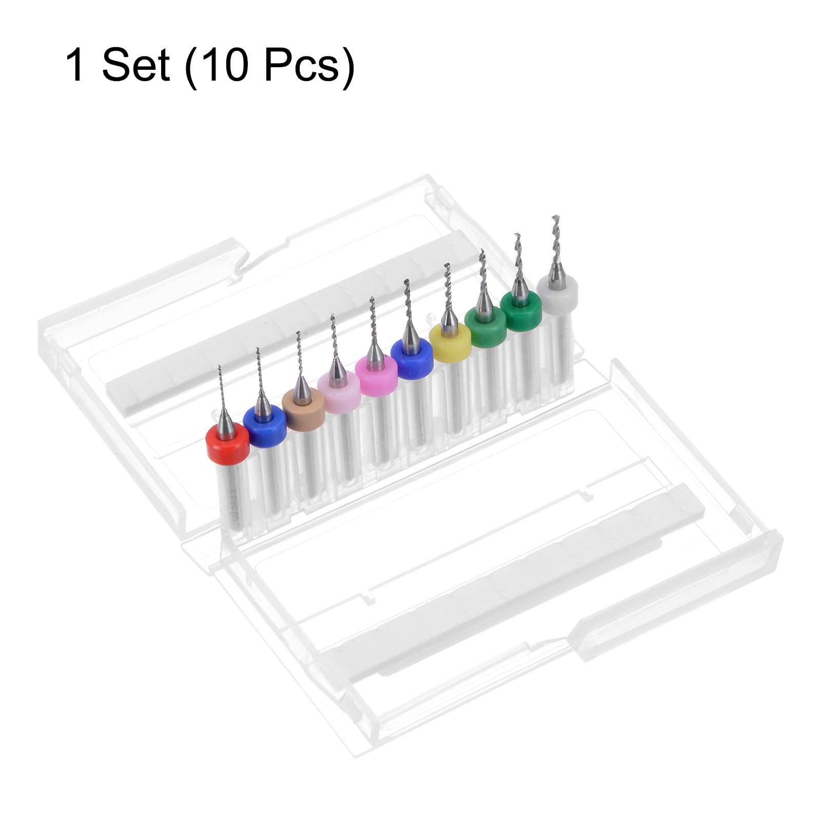 sourcing map Mikro-Leiterplatten-Bohrer-Set, 0,6 mm-1,5 mm Schaft, massives Wolframkarbid, CNC-Gravur, Druckleiterplattenbohrer, Drehwerkzeug, 10 Stück