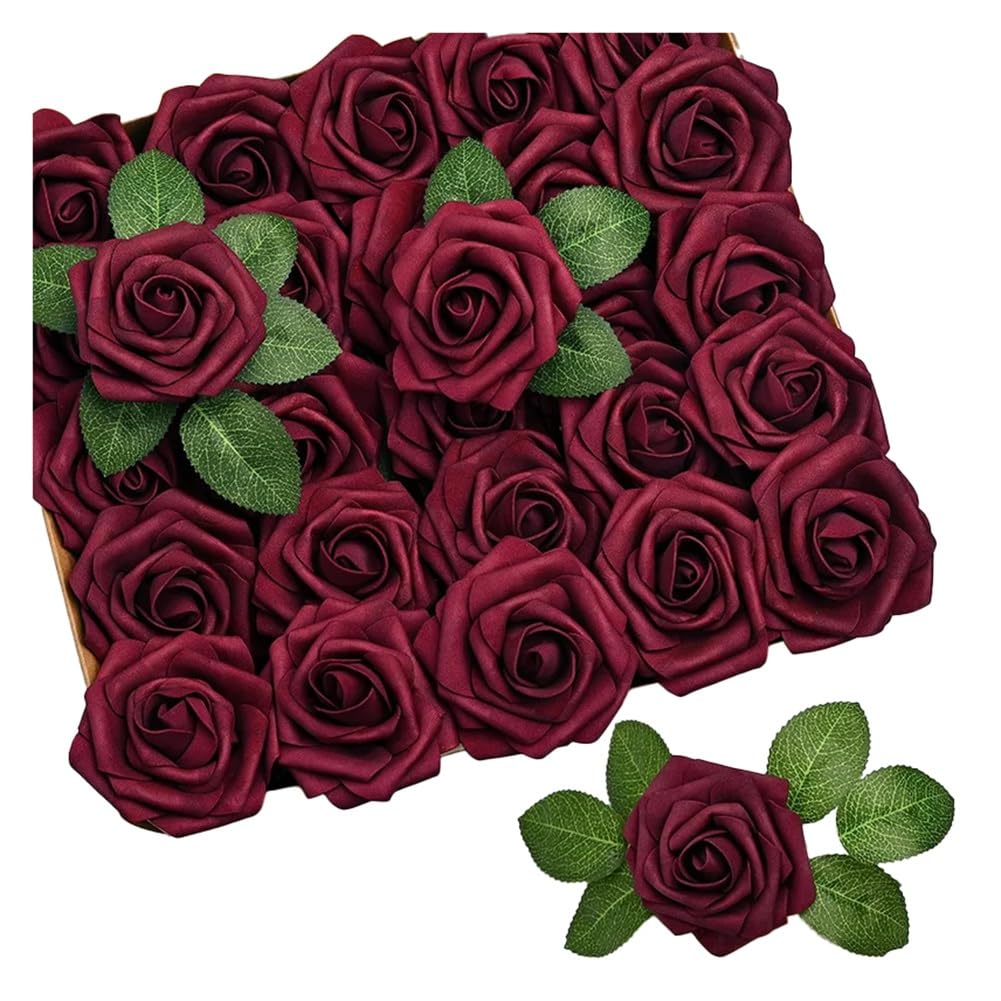 CTRLZS Artificial Roses Flowers Artificial Looking Roses Wedding Bouquets,E PE 25Piece