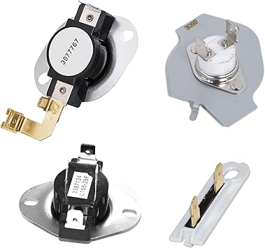 Dryer Repair Kit 3387134 High-Limit Thermostat 3392519 Dryer Thermal Fuse 3977393 Cut-off Switch 3977767 Cycling Thermostat by DR Quality Parts Compatible with Whirlpool, Kenmore, Maytag
