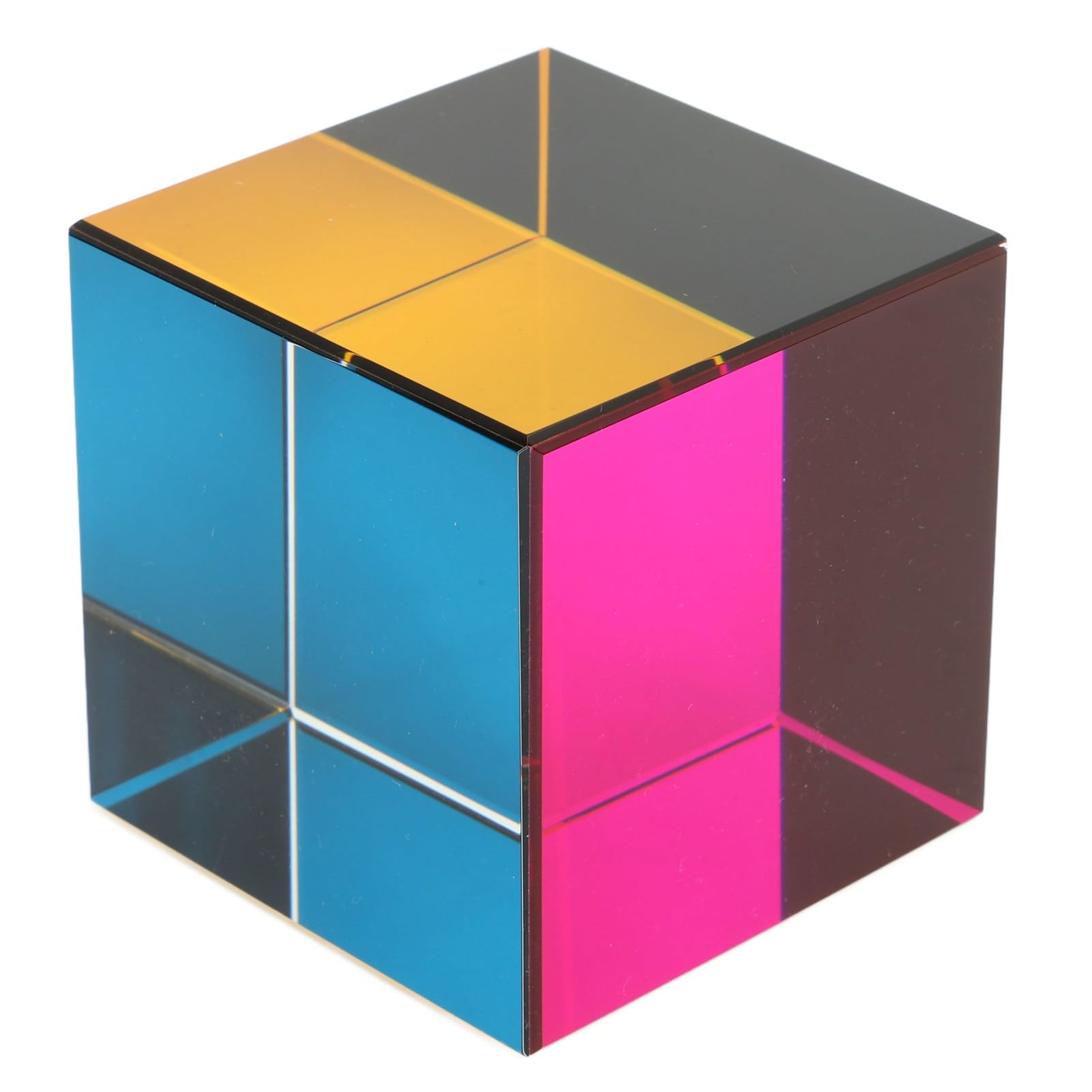Prisma óptico de Cubo de Color, Cubo de Vidrio de 6 Caras Que refracta la luz, Ideal para decoración del hogar y como Juguete Educativo de física; CREA Patrones de arcoíris con la (60mm)