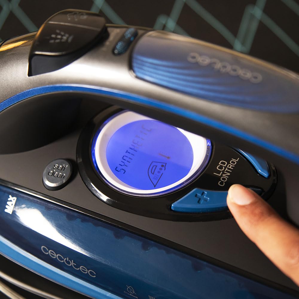 Cecotec Żelazko poziome z pompą IronHero 3200 i-Pump Absolute 3200 W, Power Steam, uderzenie pary 285 g/min, podeszwa Turbo Anodized Pro, ekran LCD, system zapobiegający kapaniu i Cyclo Clean