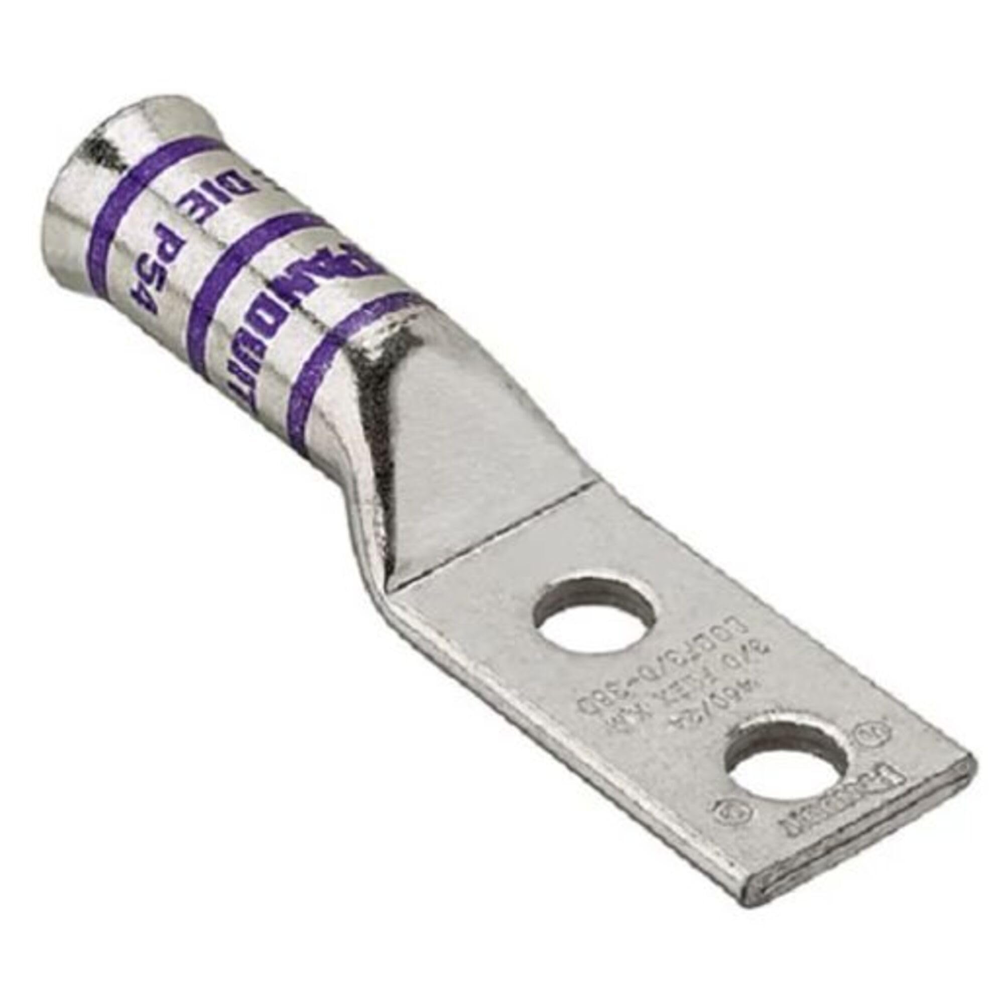 Panduit LCCF600-12-6 Flex Conductor Lug, Two Hole, Long Barrel, Flared NEBS, 1/2