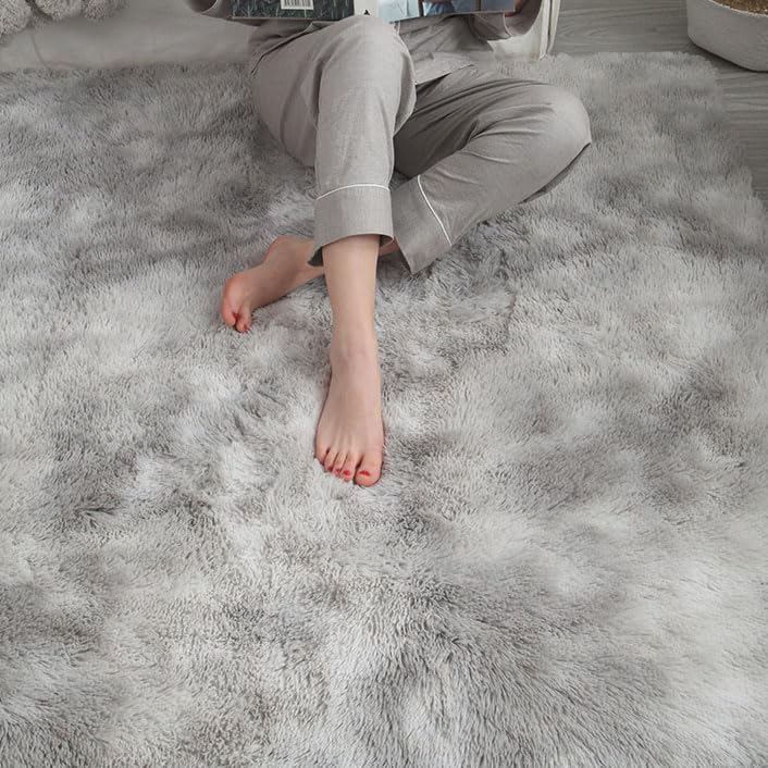 Miniatura 4 de Alfombra esponjosa para dormitorio, alfombras peludas de teñido anudado, antideslizantes, de felpa, para niños, niñas, guardería, sala de estar,