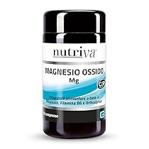 NUTRIVA Magnesio Ossido, Integratore Alimentare a base di Magnesio Ossido, Vitamina B6 e Orthosiphon, PMS, Gonfiore, Digestione, Drenante, Supporto Intestinale, 50 compresse, Vegan