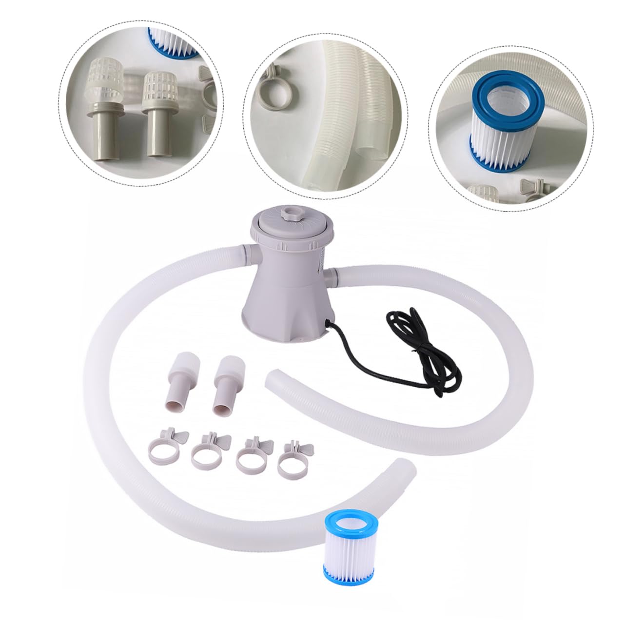 GALPADA Pompe de Filtration D'eau pour Piscine Circulation, Plastique Solide, Facile à Utiliser, pour Usage Personnel et Professionnel