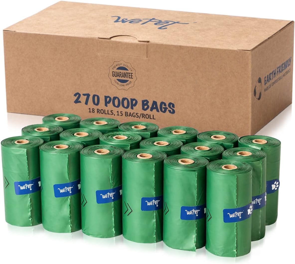 Wepet Biodegradable Dog Poop Bags Pet Waste Disposal Refill Bags, Vegetable-Based & Eco-Friendly, Extra Thick & 100% Leak Proof, Easy…