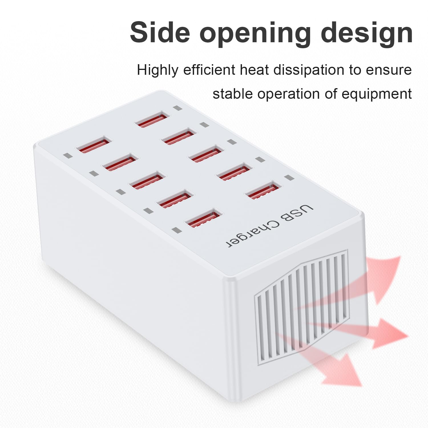 USB Charger 10-Ports Charging Station for Multiple Devices USB Wall Charger Power Hub Strip Smart Plug Charging Dock Block Compatible for iPhone Xs/XR,iPad,iPod,Smart Phones