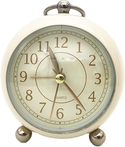 Reloj despertador vintage de metal de mesa de 3.5 pulgadas colgante para anillo de noche despertador simple silencioso sin tictac con luz nocturna,