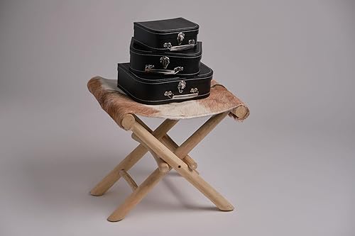 Miniatura 3 de wald imports - Juego de 3 maletas de cartón - Cajas de almacenamiento decorativas - Juego de maletas para decoración, almacenamiento y más (negro)