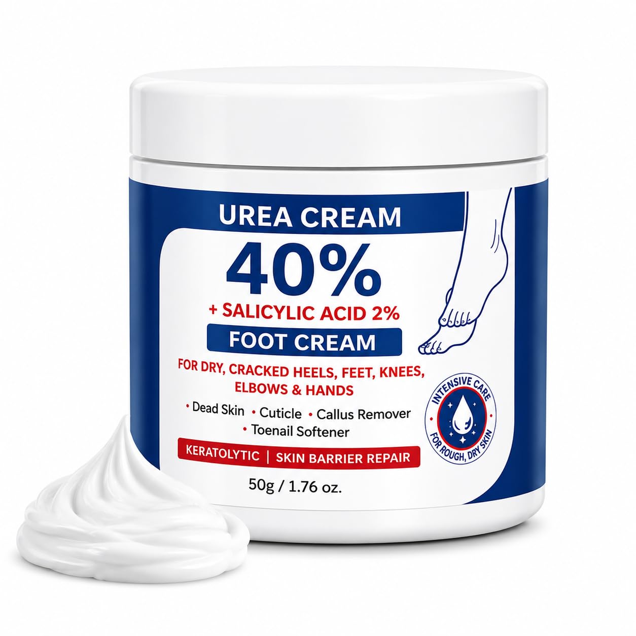 Urea Foot Cream 40% with 2% Salicylic Acid | Intensive Moisturizing Foot Care Cream for Dry, Rough & Thick Skin | Heel Care, Foot Care & Skin Softening Formula | 50g (1)-image-6