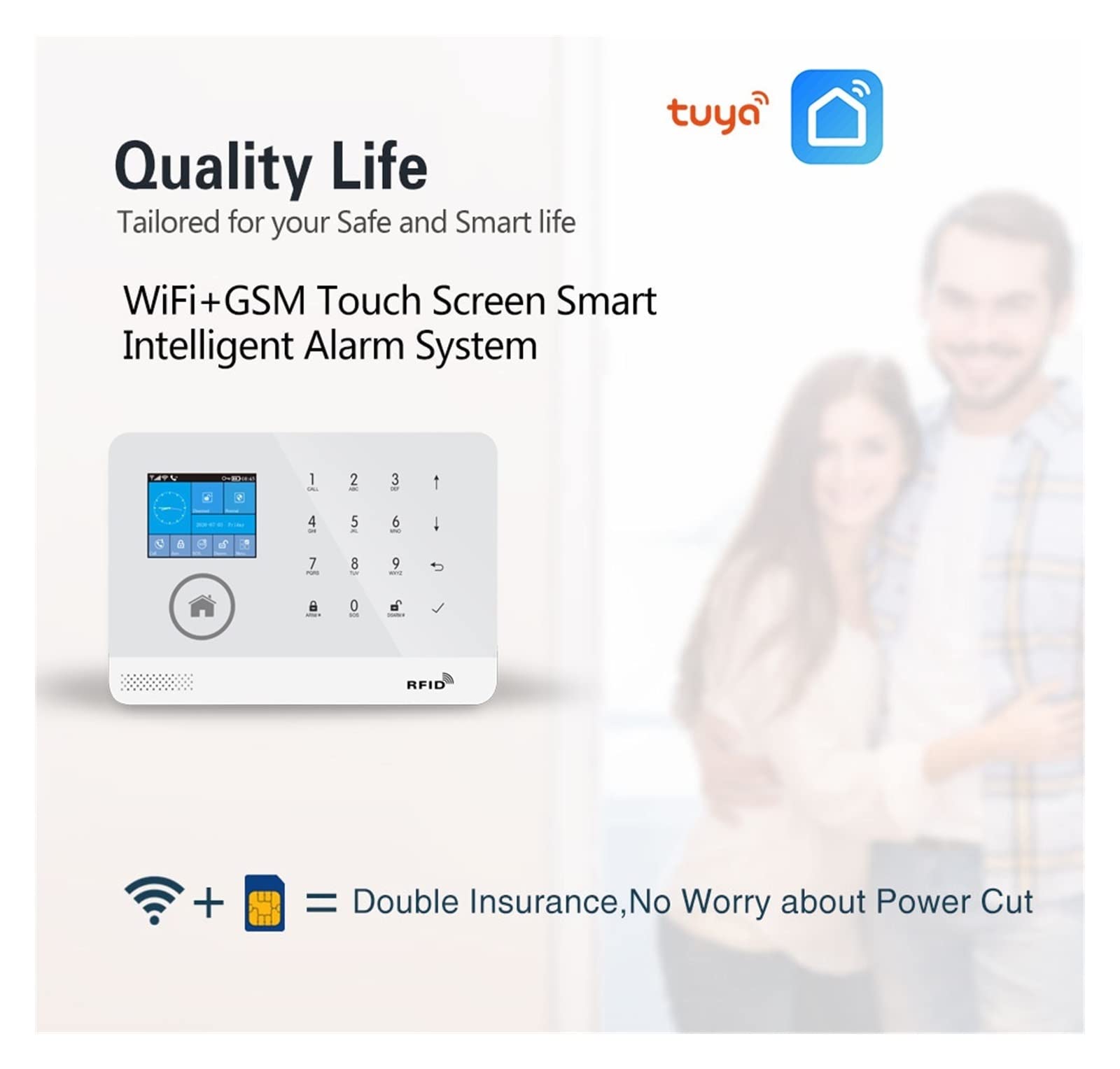 System alarmowy Tuya Security Home z kartą RFID Czujniki ruchu App Control(A..)