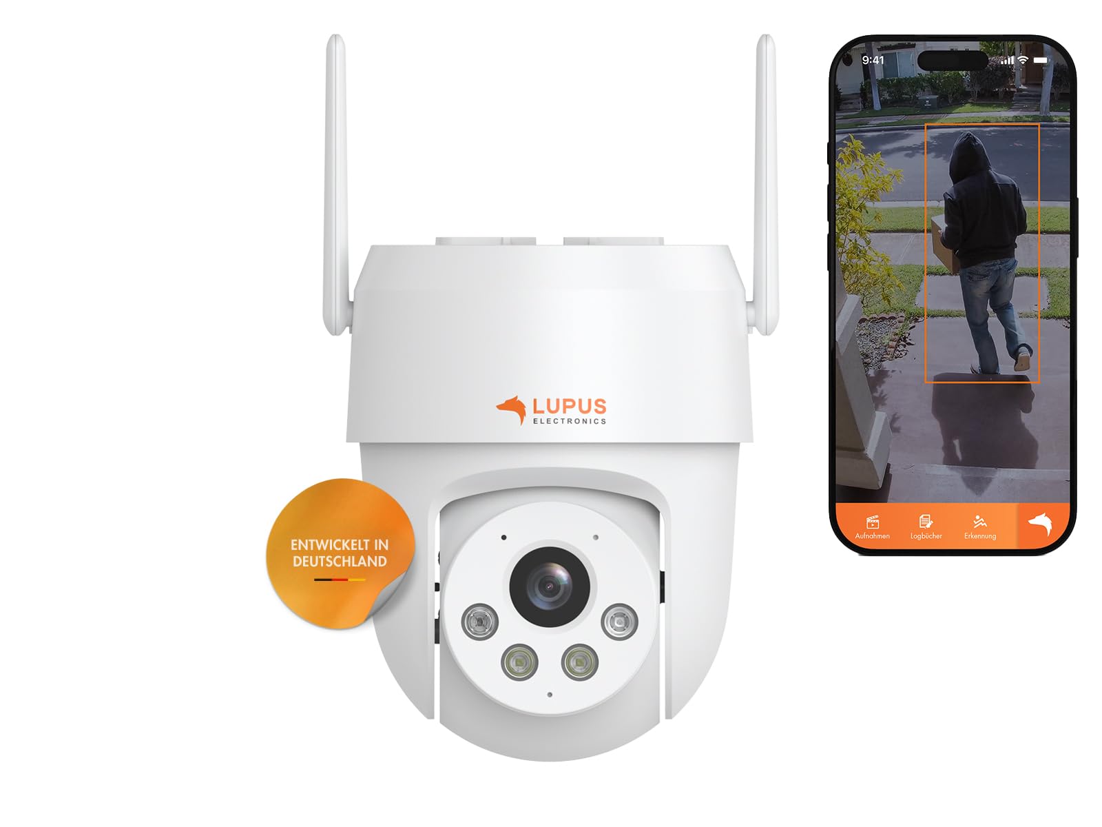 Lupus Electronics LE213 - Cámara de Alarma con Seguimiento de Objetos AI WiFi 6, Respuesta de inundación, Sirena, sin Nube, sin rastrillo de Datos, Fabricante, Incluye Aplicaciones y Software Win/Mac