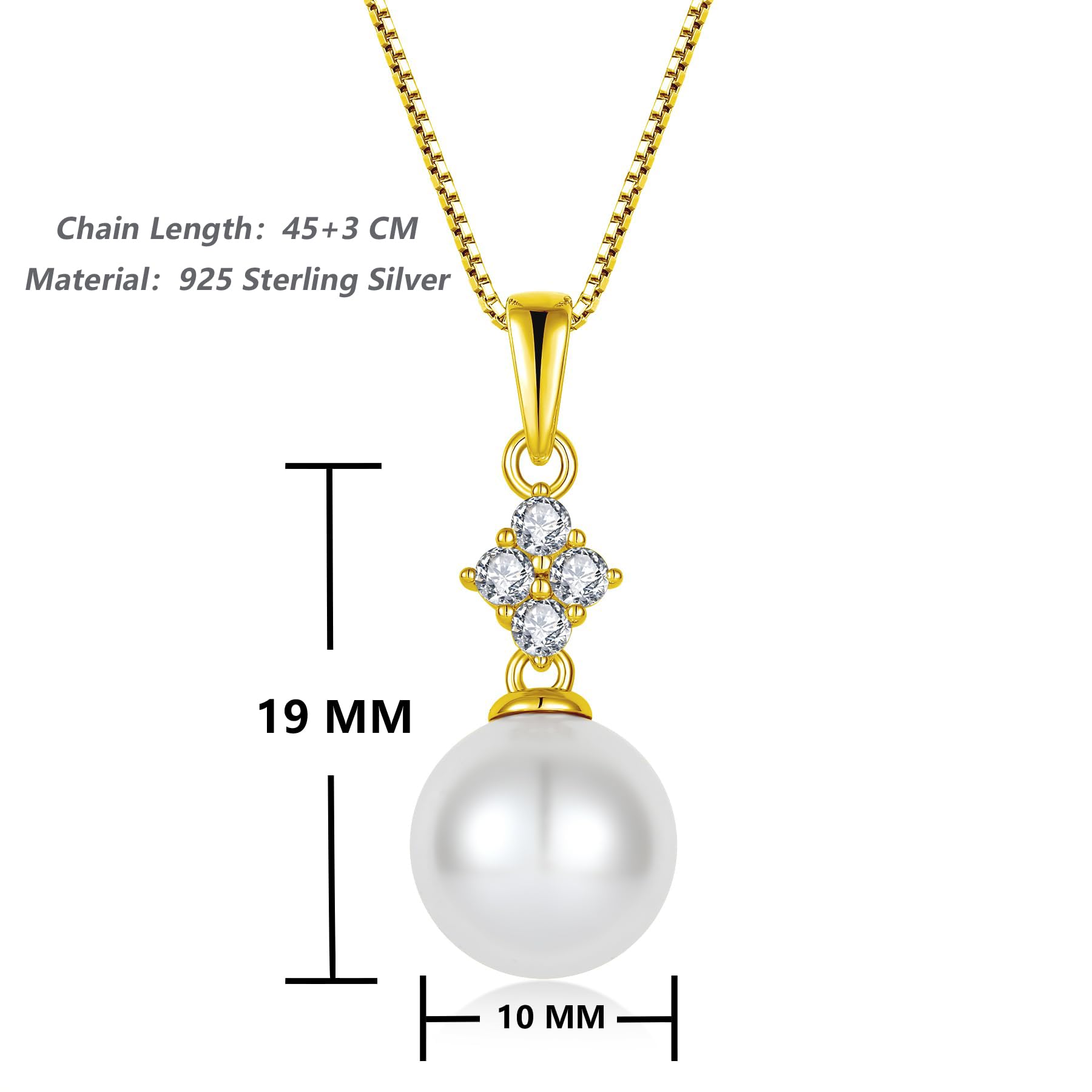 Oskani Pearl Necklace for Women 925 Sterling Silver Whit 5A Cubic Zirconia Dainty Pearl Pendant Necklace Jewelry Mother's Day Birthday Christmas for Wife Mom Her