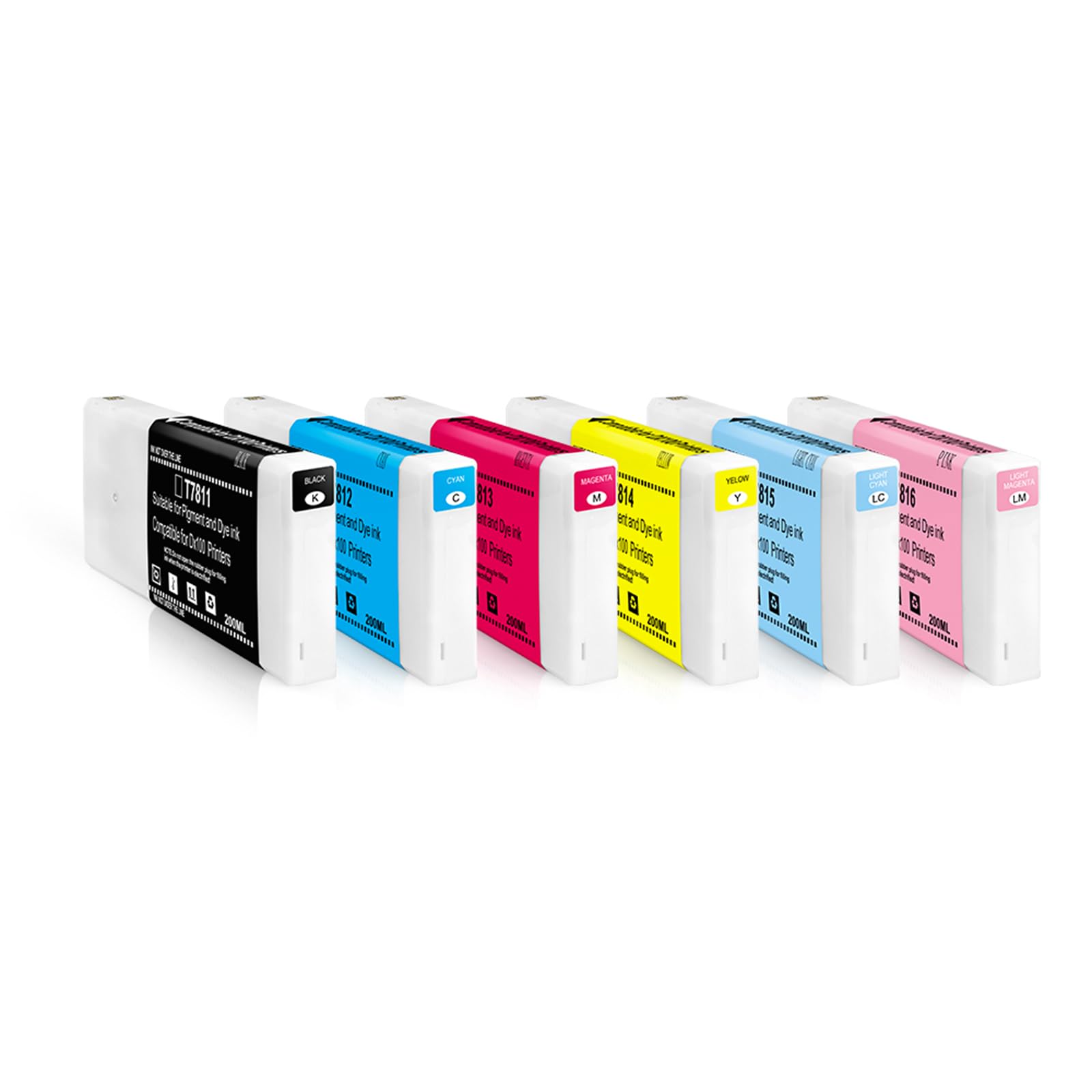 DX100 Ink Cartridge 200ML 6-Pack Replacement for Fujifilm DX VIVIDIA Ink Cartridge Compatible with Frontier-S DX100 Printer