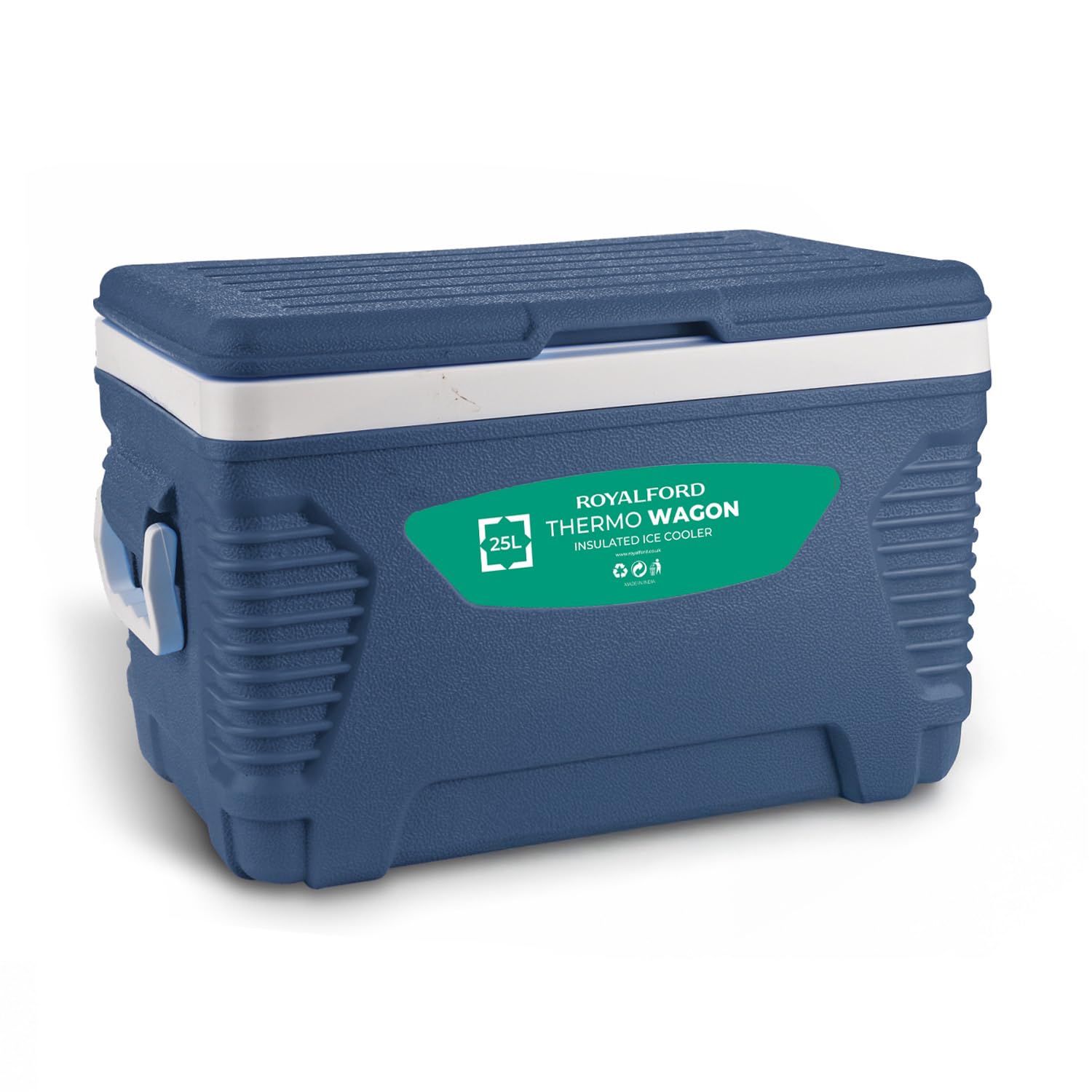ROYALFORD 25L Large Insulated Cooler Box | Portable Ice Box with Handle, Wheels | Heavy Duty Cool Box for Camping Picnic Beach Travel Food and Drinks | BPA Free High Performance Cooling Up to 24 Hours