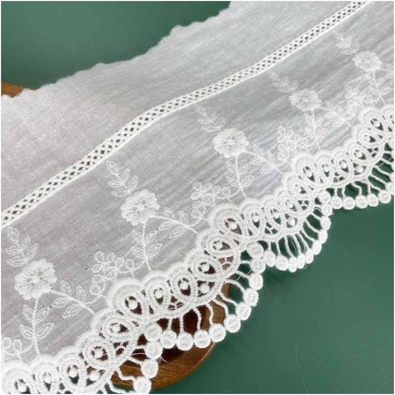 Width 13cm White Embroidery Fabric Decorative Lace Lace Edge Yards(White13cm)