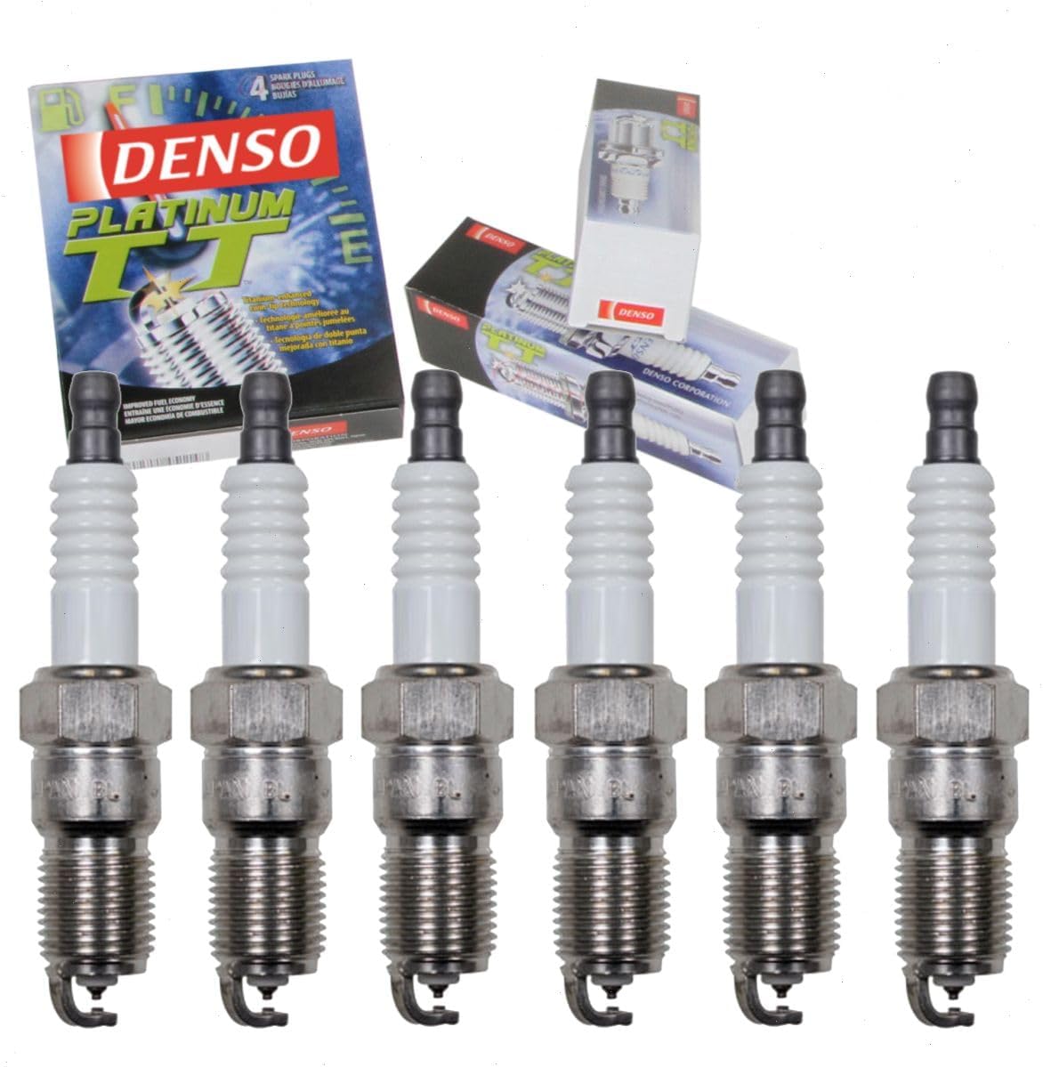6 pc DENSO Platinum TT Spark Plugs compatible with Ford F-150 4.2L V6 1997-2008