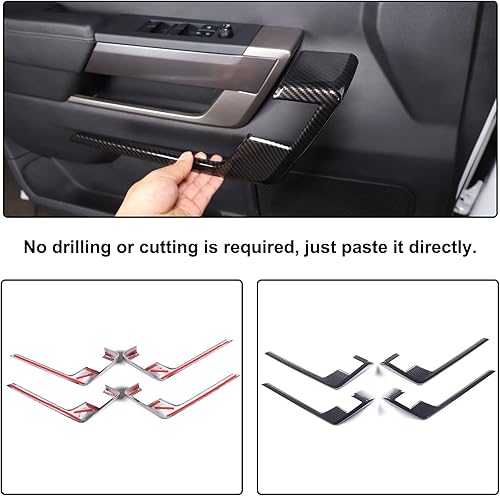 Miniatura 4 de Aunginsy Cubierta de panel de manija de puerta interior de automóvil compatible con Toyota Tundra 2022-2024 2025, panel de puerta delantera y