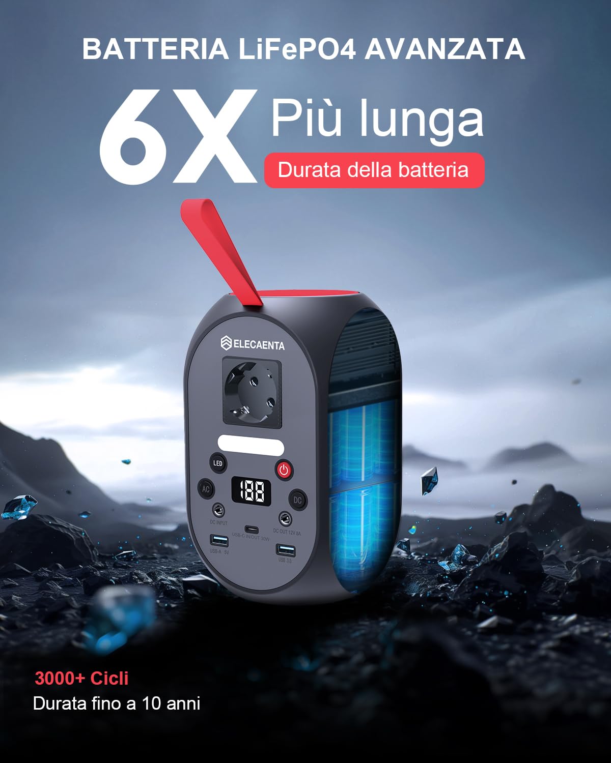Generatore solare LiFePO4 99Wh con pannelli solari 60W per escursioni - Dettaglio