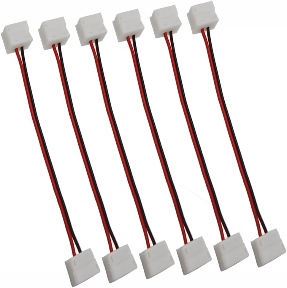 SpiritLED (Lot of 6) Waterproof Strip Light Connector,2 Pins 10mm Wide,SMD3528 SMD5050 SMD3014 SMD5630 Single Color LED Strip to Strip Connector (6, Wideness 10mm)
