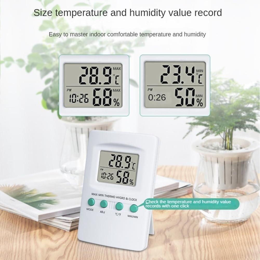 Misuratore di temperatura e umidità digitale multifunzione con orologio e funzione di temperatura e umidità ℃/℉ for la famiglia e l'ufficio