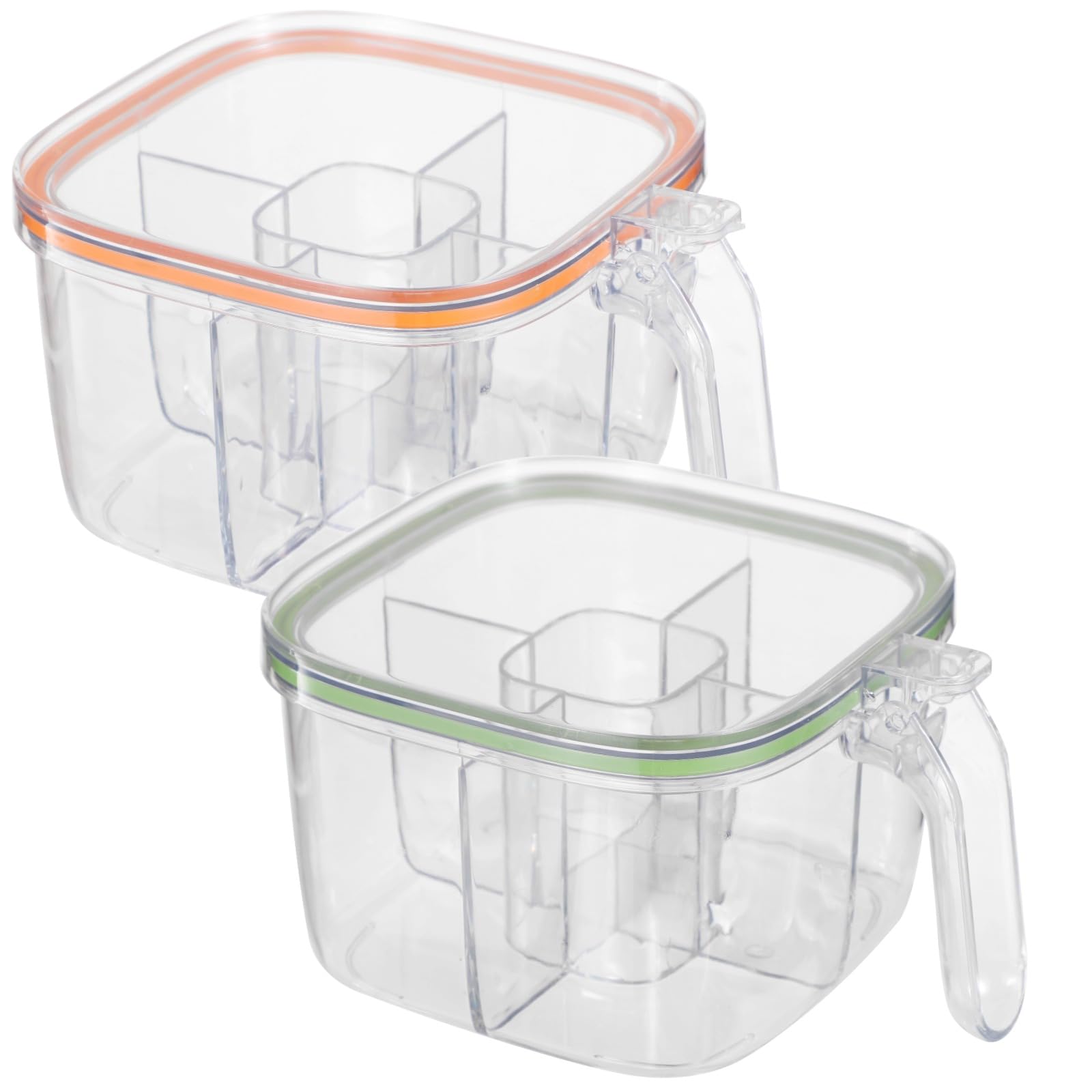 Générique Lot de 2 boîtes à épices à 4 compartiments, boîtes à condiments transparentes avec couvercles et cuillères, organisateurs compacts pour sel, sucre, poivre, gain de place pour cuisine