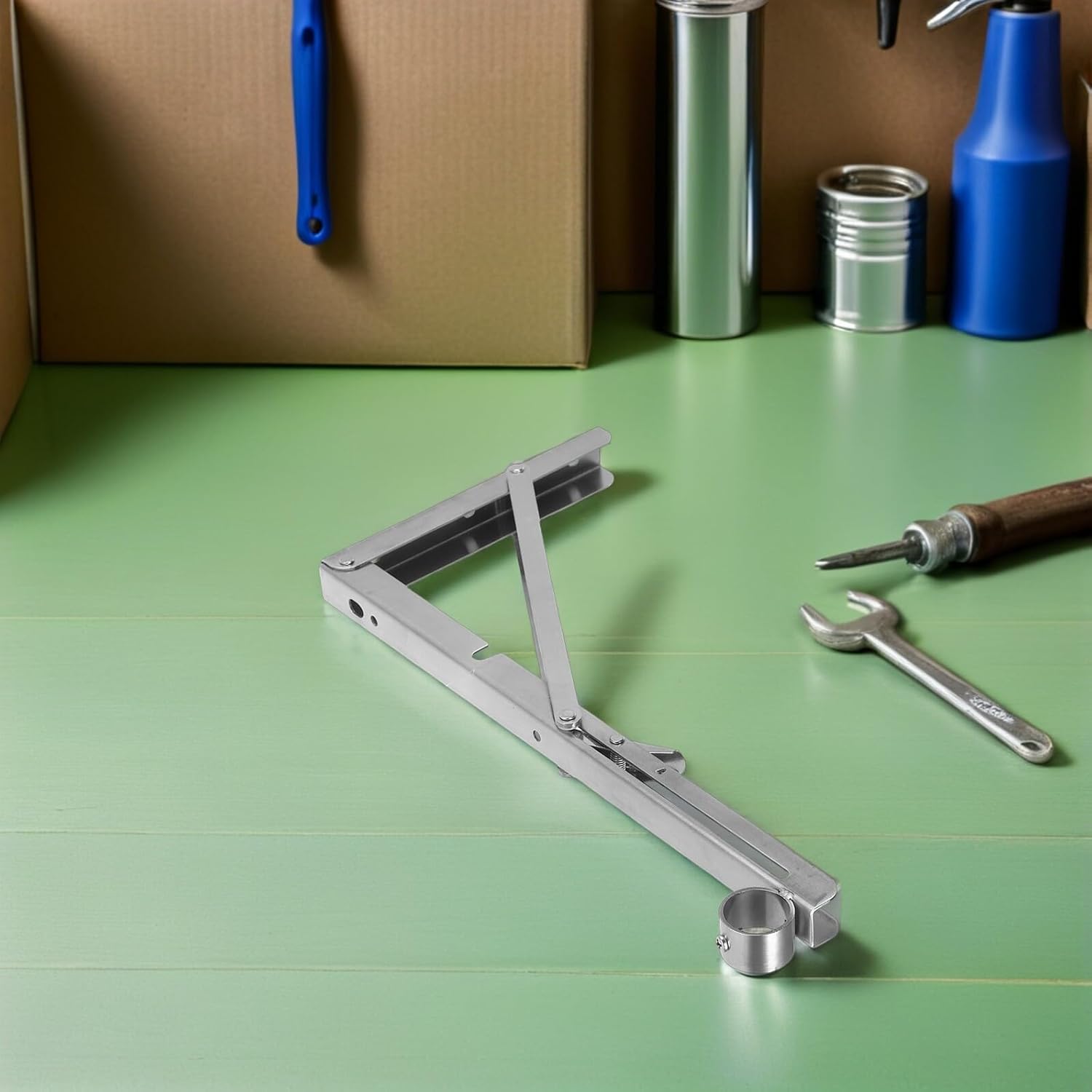 Garneck 2pcs Foldable Wall-Mounted Laundry Rack Stainless Steel Triangle Closet Rod Support Brackets Heavy Duty Space-Saving Drying Hanger for Indoor Outdoor Use