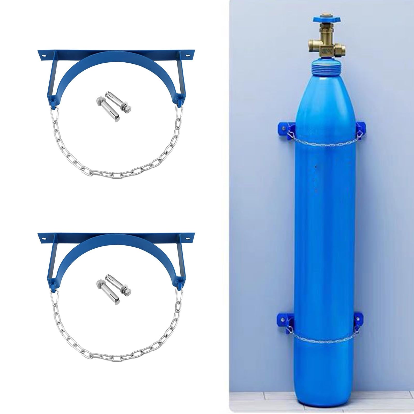 GHHVFEC Oxygen cylinder rack,Wall Mounted Steel Cylinder Rack for 40/50L Gas Tanks - Fire Extinguisher Bracket & Organizer Shelf for Nitrogen, Argon, Hydrogen (2 Pack, 10.6in/27.1in)