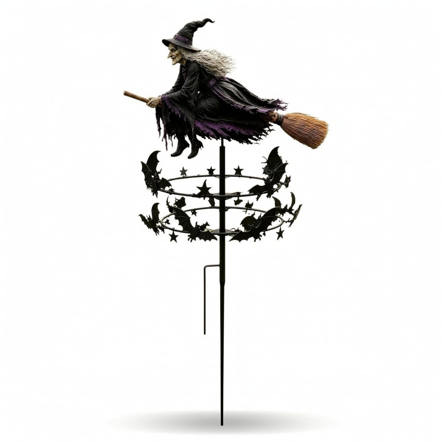 para Exterior Witch Wind Rotator Outdoor Garden Rotator with Witch Metal Molinillo De Viento Con Hechicera Giratorio for Halloween, Yard, Witch-image-15