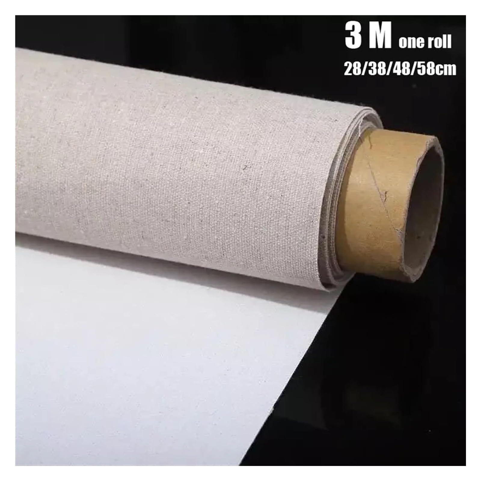 Profesjonalne lniane płótno do malowania - zagruntowane materiały akrylowe i olejne materiały plastyczne w rolce 3 m x 48 cm - idealne dla artystów, gotowe do użycia, wszechstronne płótno