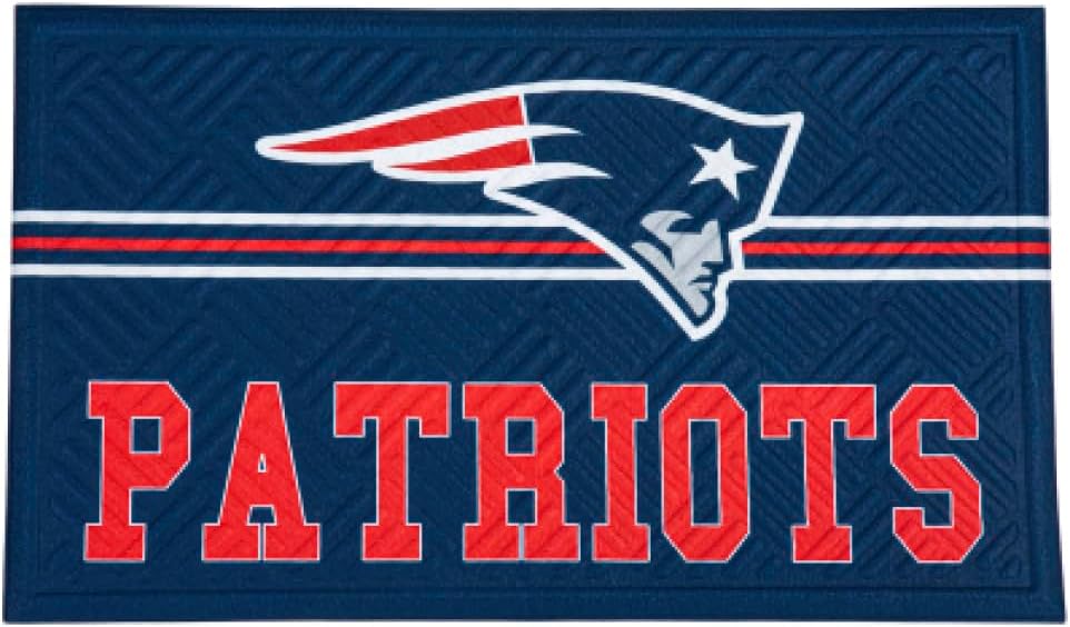 Team Sports America NFL Entrance Doormat | 28 x 16 Inches | Embossed Cross Hatch | Non - Slip Backing | Indoor and Outdoor Home Décor (New England Patriots)