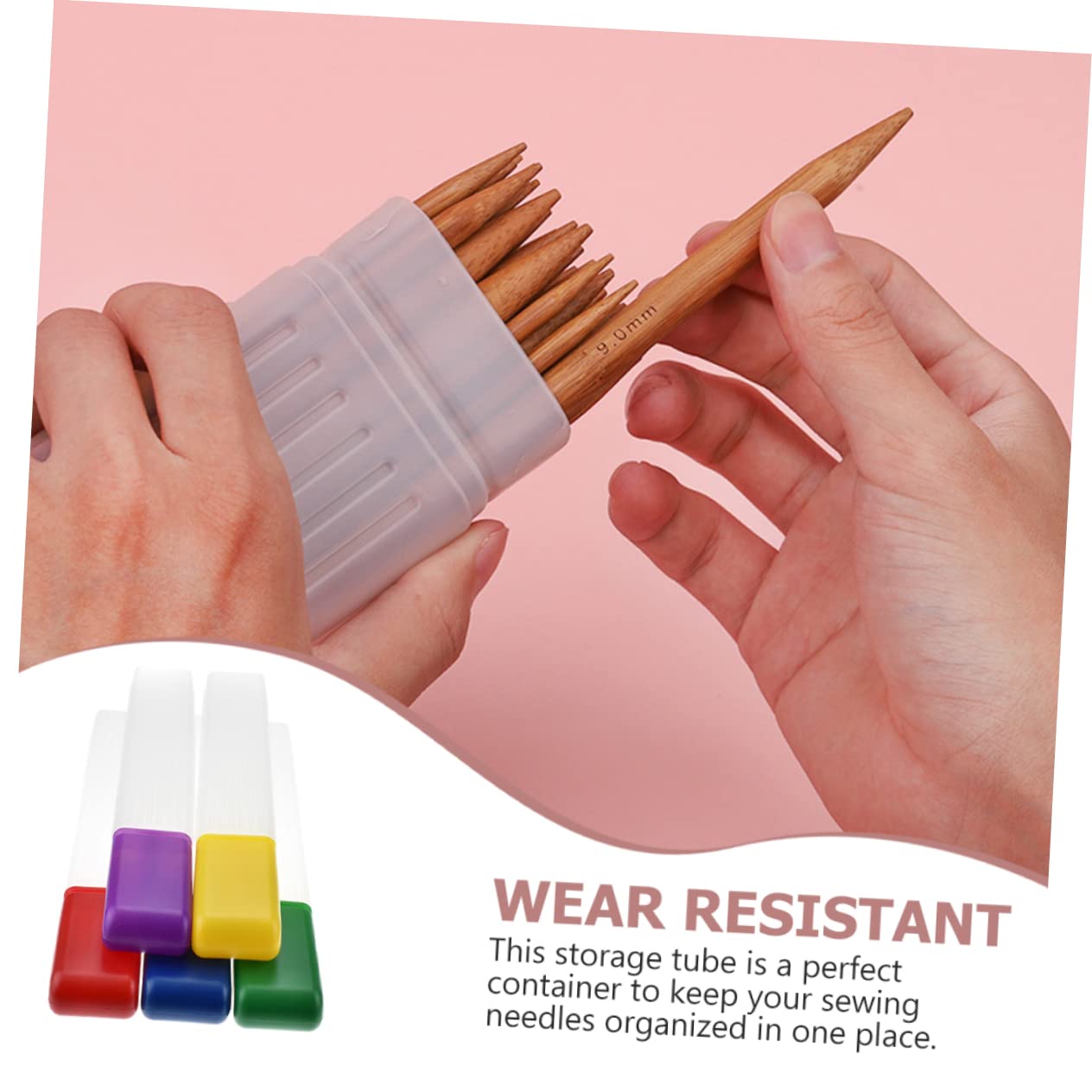 5piezas Contenedor De Agujas De Tejer Y Coser Caja De Almacenamiento Plástica Para Agujas De Punto Tubo Organizador Portátil