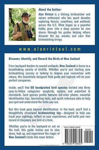 Birds of New Zealand Field Guide and Logbook: An Essential Birdwatching Guide with Identification Tips for 60 Common Bird Species in New Zealand
