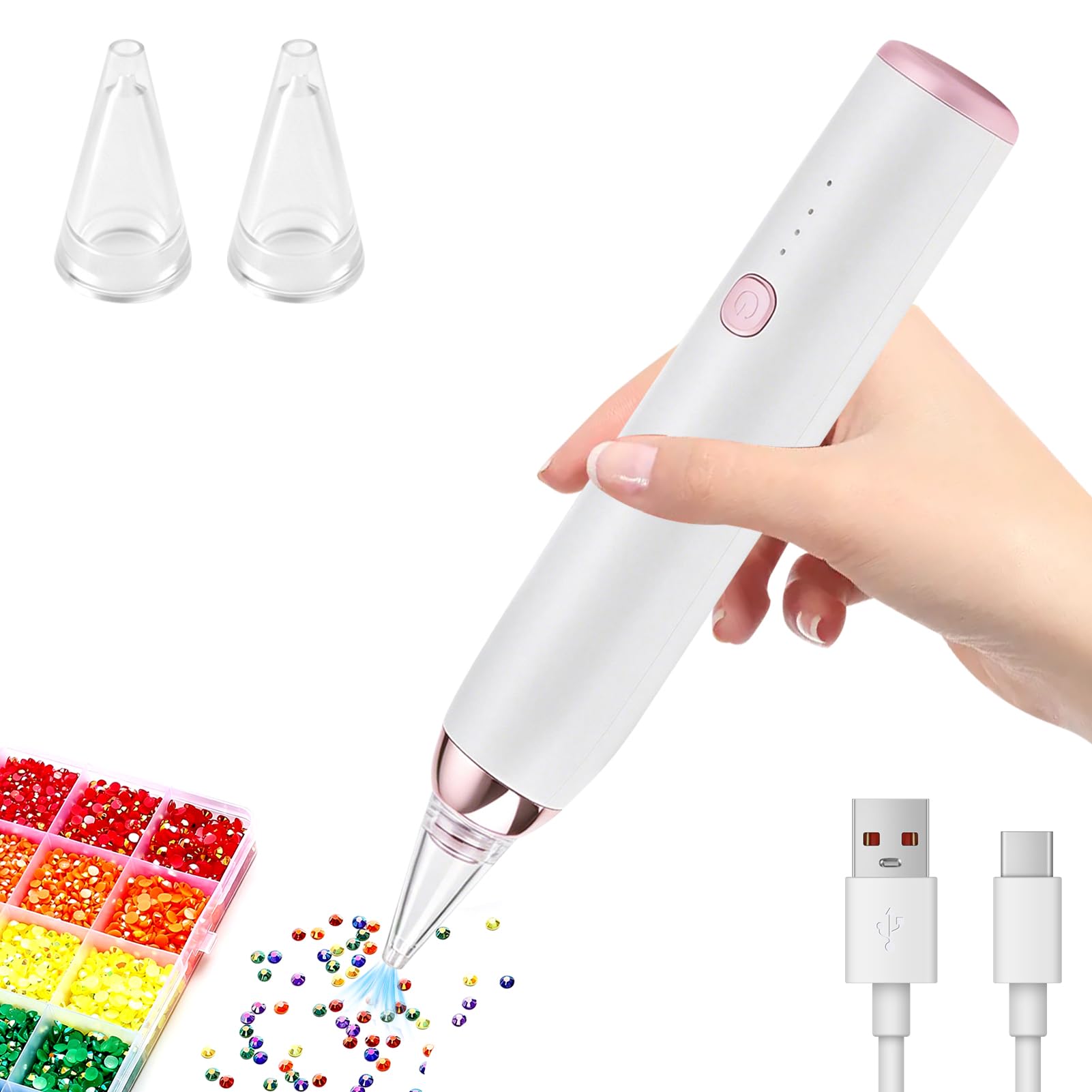 Cordless Vacuum Electric Pen for Diamond Painting, Rechargeable 3D Pencil with Interchangeable Tips, Diamond Painting Accessories, Fast and Accurate Tool for Adults and Children