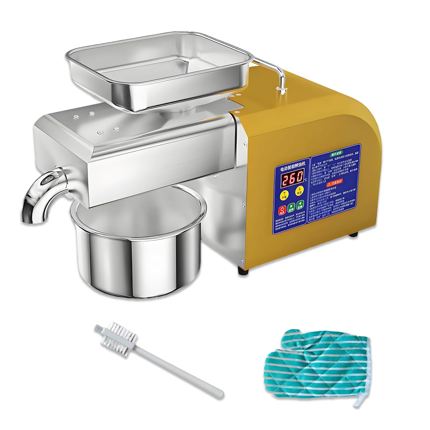 WTRYRN Automatic Oil Press, 1800W Electric Seed Oil Maker with 6-Min Fast Heat-Up, Detachable Easy Clean Design for Peanut, Sesame & Walnut Oil Making