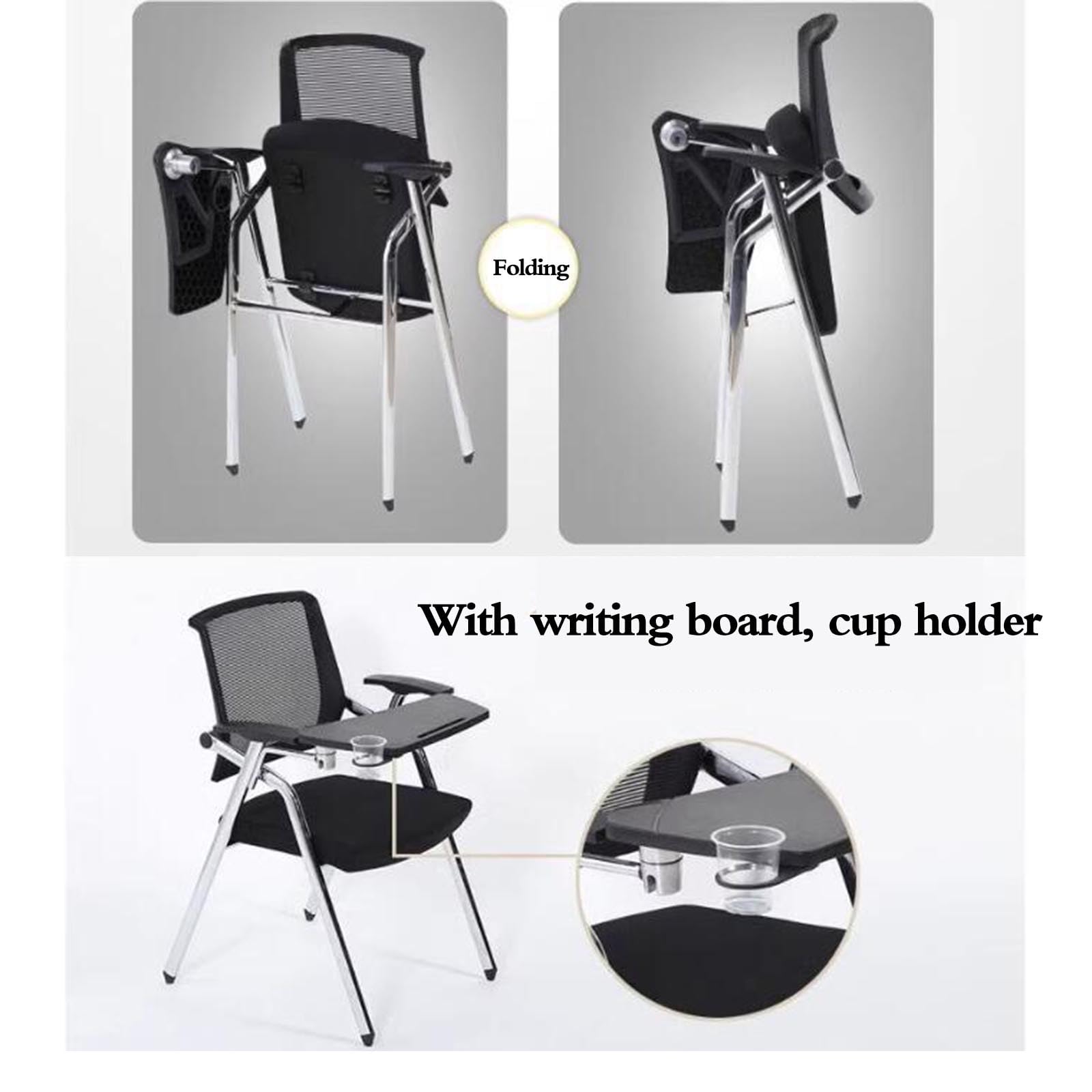Asiento portátil para sala de entrenamiento con tablero de escritura multiusos y diseño plegable, asiento compacto para eventos y silla de entrenamiento ergonómica en color verde