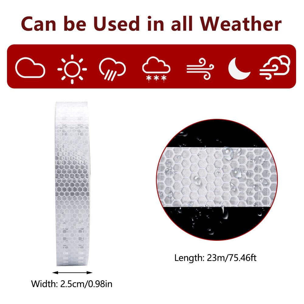 Nastro Catarifrangente Adesivo TESSTSY - Bianco, 2.5cm X 23m, Per Veicoli - Foto 8