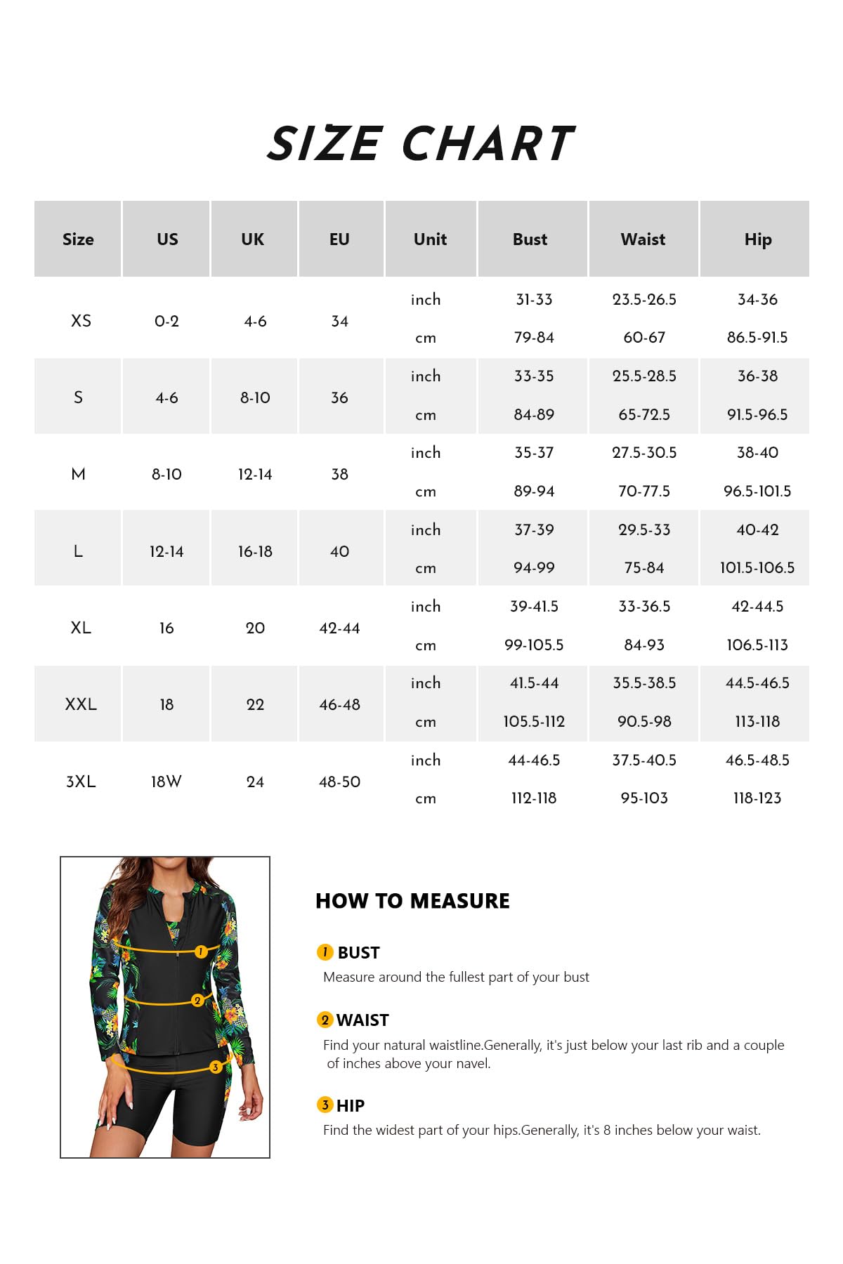 SHEKINI Conjunto de Tankini Impreso de 3 Piezas para Mujer, Manga Larga, con Cremallera, Camiseta de Surf, Parte Superior del Bikini, bañador de Seguridad, Pantalones de Ciclismo Deportivos