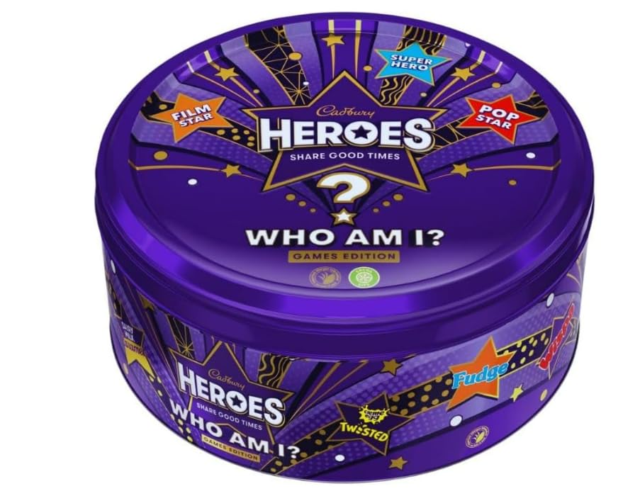 Chocolate Box Gift- Cadburys Heroes Chocolates Limited Game Edition Tin 750g with a Thank You Sticker- Assorted Chocolate & Toffees Gift Tin For Sharing -Chocolate For Family, Men Women Kids