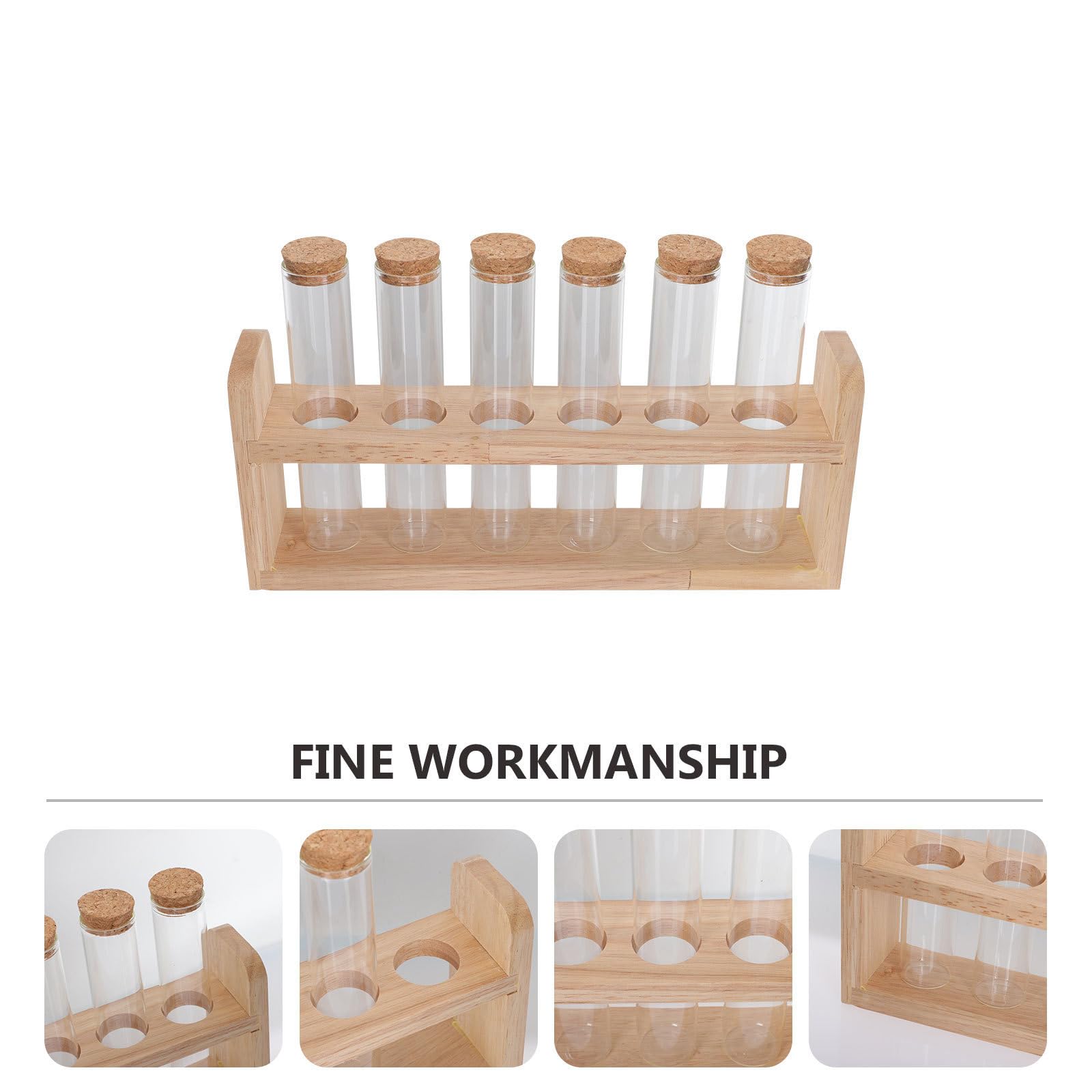 Levemolo Porta Provette in Vetro e Legno per Esposizione Chicchi di Caffè, Leggero e Funzionale, Set da 1 per Teahouse e Bar Design Semplice e Moderno