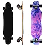 Mini Cruiser Longboard, 31 Inch Small Size Wide Wheel Skateboard, Beginner Stable & Easy-to-Control Skateboard, Suitable for Park & Street Riding, Unique Flame Pattern