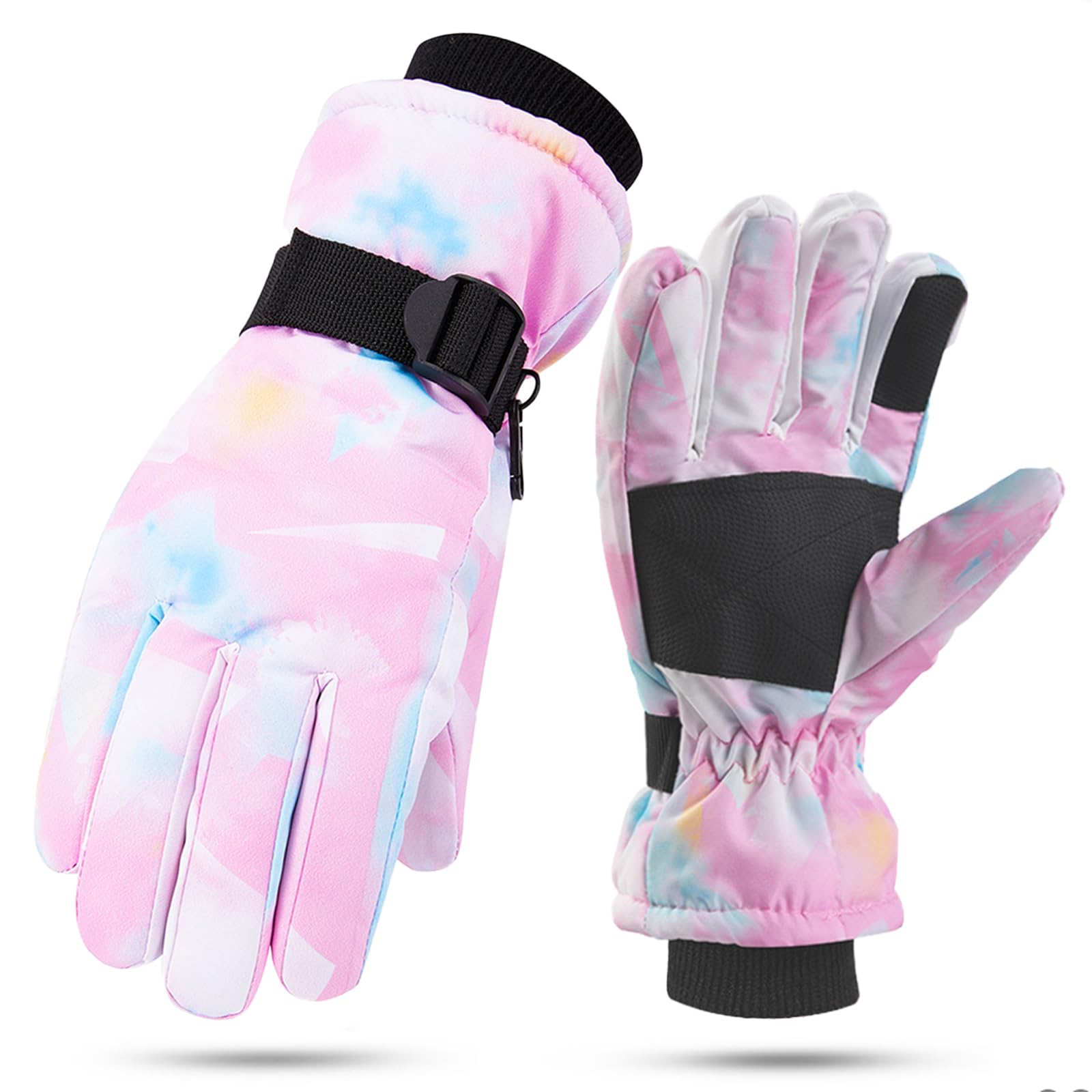 Guantes de Invierno Impermeables para Niños, Guantes de Nieve Cálidos Resistentes al Viento para Esquí Ciclismo Patinaje 5-9 Años
